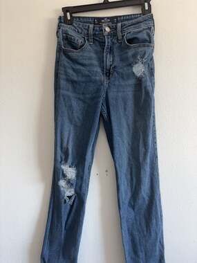 Hollister Womens Ultra High-Rise Ripped Vintage Straight Jeans 25 x 27